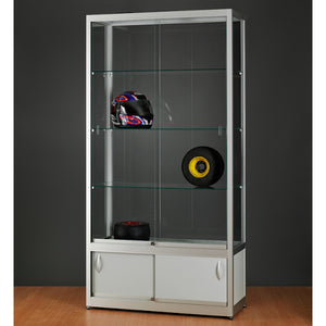 Aspire WME 1200 Glass Display Cabinet with Storage silver