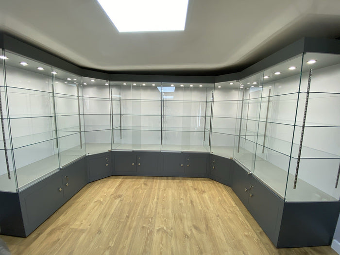 framed glass cabinets