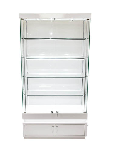 SOLARIS 1000 x 400 x 1900mm Glass Cabinets W/storage