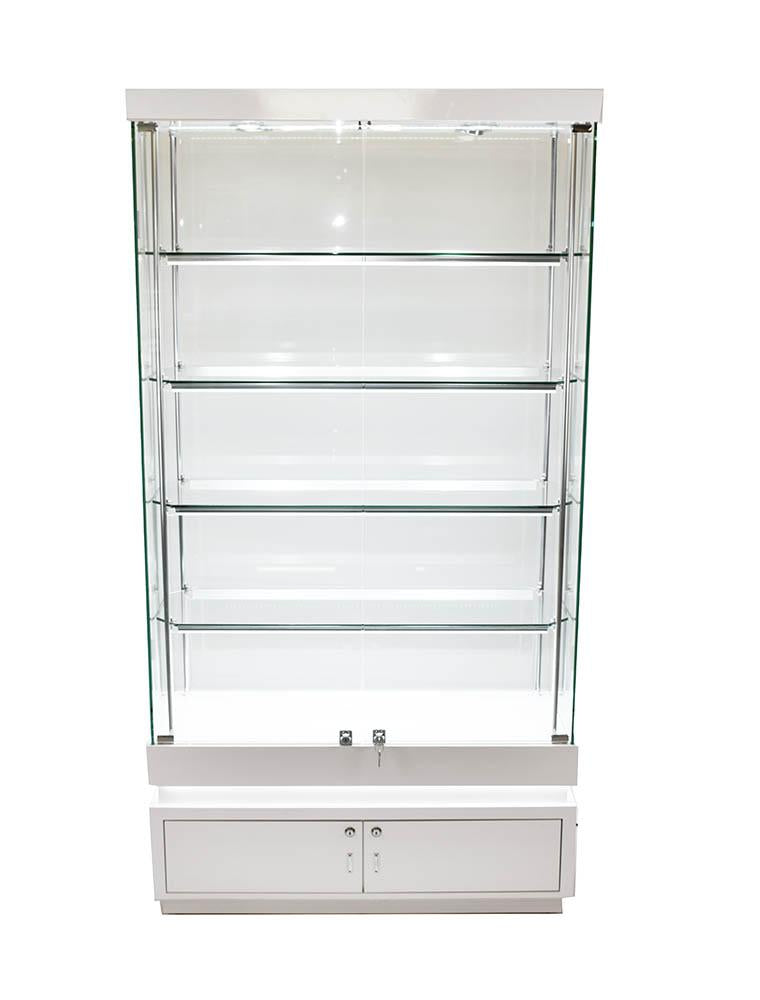 SOLARIS 1000 x 400 x 1900mm Glass Cabinets W/storage