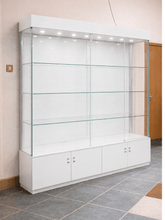 School Trophy Glass Display Cabinet with cupboard - 2m Wide x 2.1m High - Display Cabinets Direct