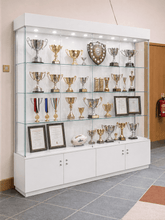 School Trophy Glass Display Cabinet with cupboard - 2m Wide x 2.1m High - Display Cabinets Direct