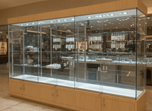 3m WIde Glass School Trophy Cabinet with Base cupboard - Display Cabinets Direct