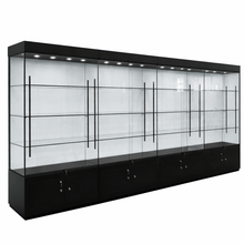 School Trophy Glass Cabinet with Cupboard - Extra Wide - 4m Wide x 2.1m High - Display Cabinets Direct