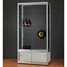 Aspire WME 1000 Glass Display Cabinet with Storage Silver