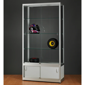 Aspire WME 1000 Glass Display Cabinet with Storage Silver