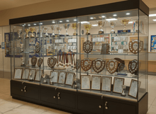 3m WIde School Trophy Glass Display Cabinet with Base cupboard - Display Cabinets Direct