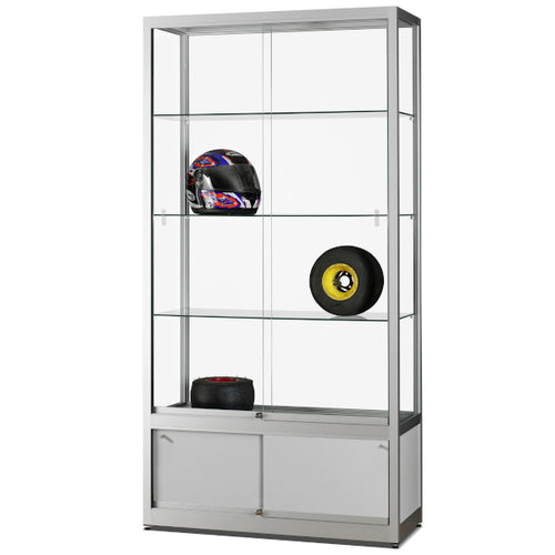 Aspire WME 1200 Glass Display Cabinet with Storage silver