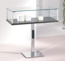 Fusion 1PF Jewellery Glass Showcase showcasing a stylish presentation case with clear glass and a polished base, perfect for retail environments.