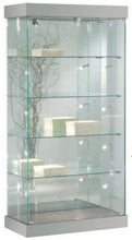 Premier 131 Display Showcase with glass shelves and LED lights designed for elegant display. This model boasts a sleek design and measures 93cm wide x 188cm high x 46cm deep.