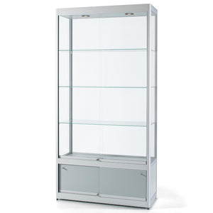 Aspire GPC 1000 Glass Display Cabinet with Storage Silver
