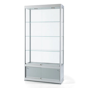 Aspire GPC 1200 Glass Display Cabinet with Storage silver