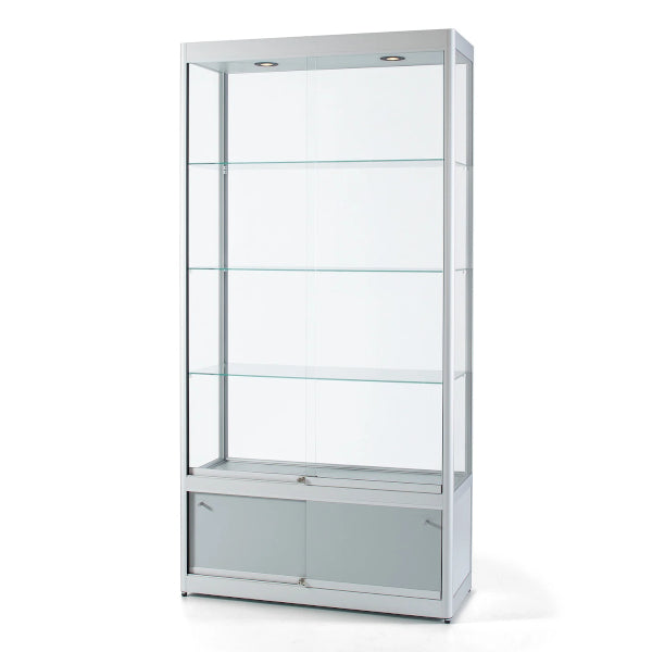 Aspire GPC 1200 Glass Display Cabinet with Storage silver