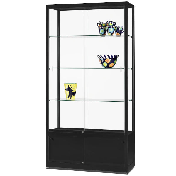 Aspire WME 1000 Glass Display Cabinet with Storage Black