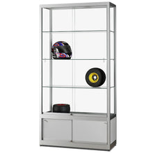 Aspire WME 1000 Glass Display Cabinet with Storage Silver