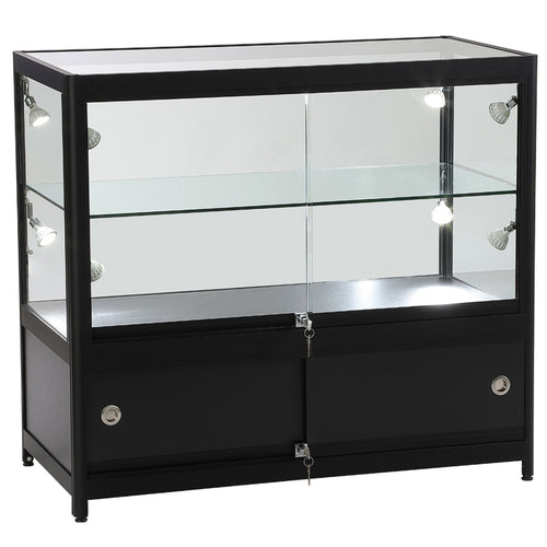 Element Black Aluminium Shop Storage Counter (100cm wide, 50cm deep)