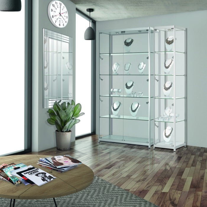 Vista Silver Display Cabinet Tall Extra Wide – Display Cabinets Direct