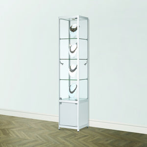 Vista Silver Display Cabinet Tall Narrow (with storage)