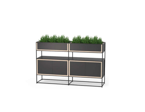 Caroline Display Storage With Planter Boxes and Doors SR-CD-PB06