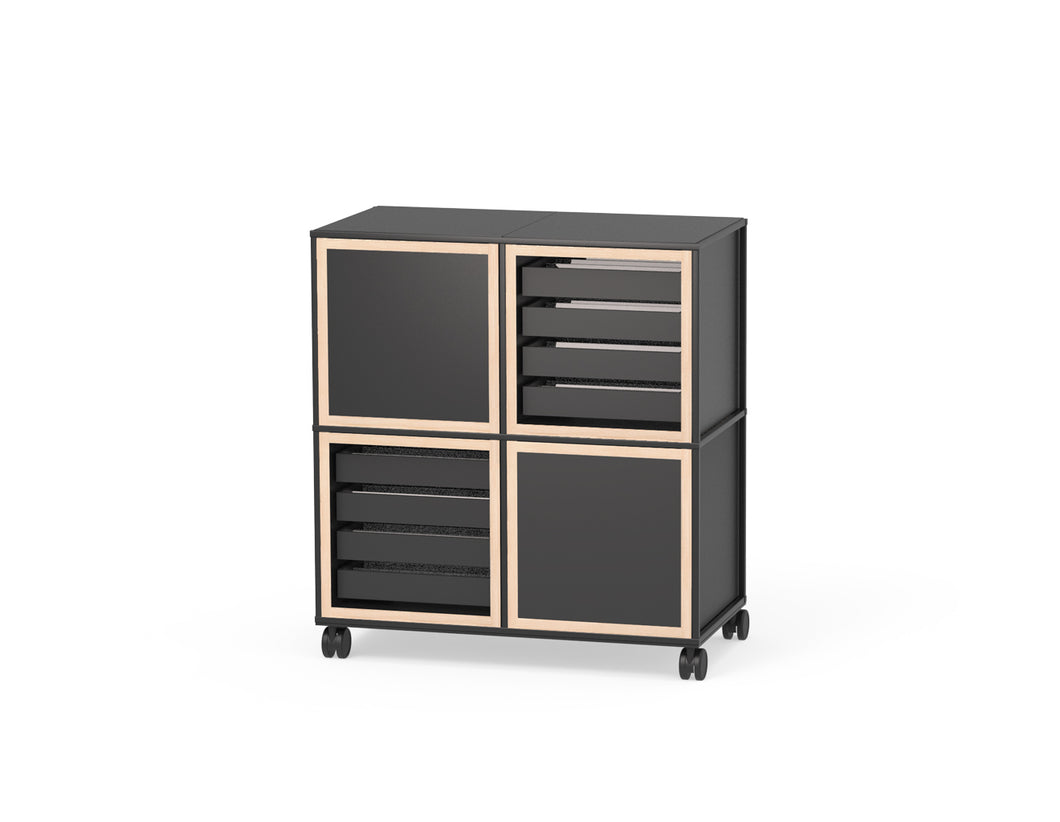 Caroline Display Shelving Trolley With Trays and Doors TR-CD09