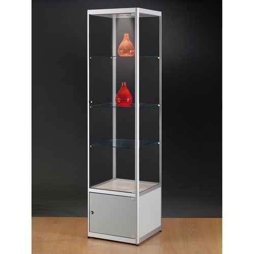 Aspire MPC 500 Glass Display Cabinet with Storage silver