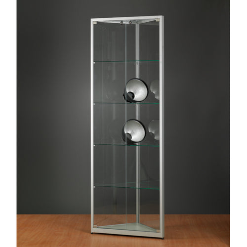Aspire WMS 500 Glass Corner Display Cabinet Silver