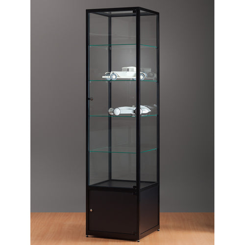 Aspire WMS 500 Glass Display Cabinet with Storage Black