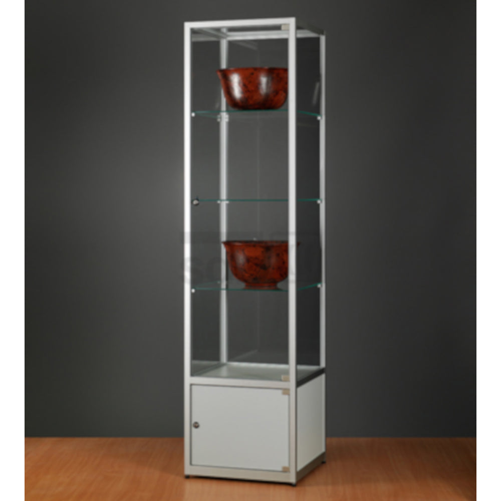 Aspire WMS 500 Glass Display Cabinet with Storage Silver