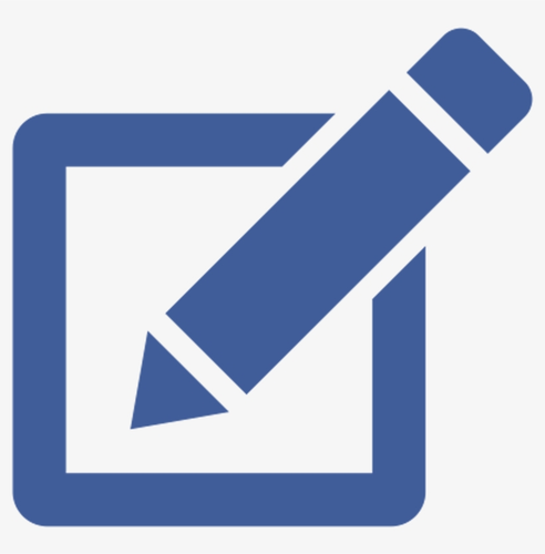 A blue pencil-over-square icon symbolizes writing or editing—perfect for representing hidden options in app settings or the Customized-Items product.